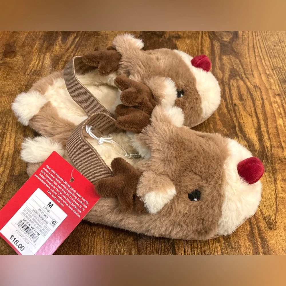 Toddler Reindeer Scuff Slippers - Wondershop™ Brown Size 7T-8T New